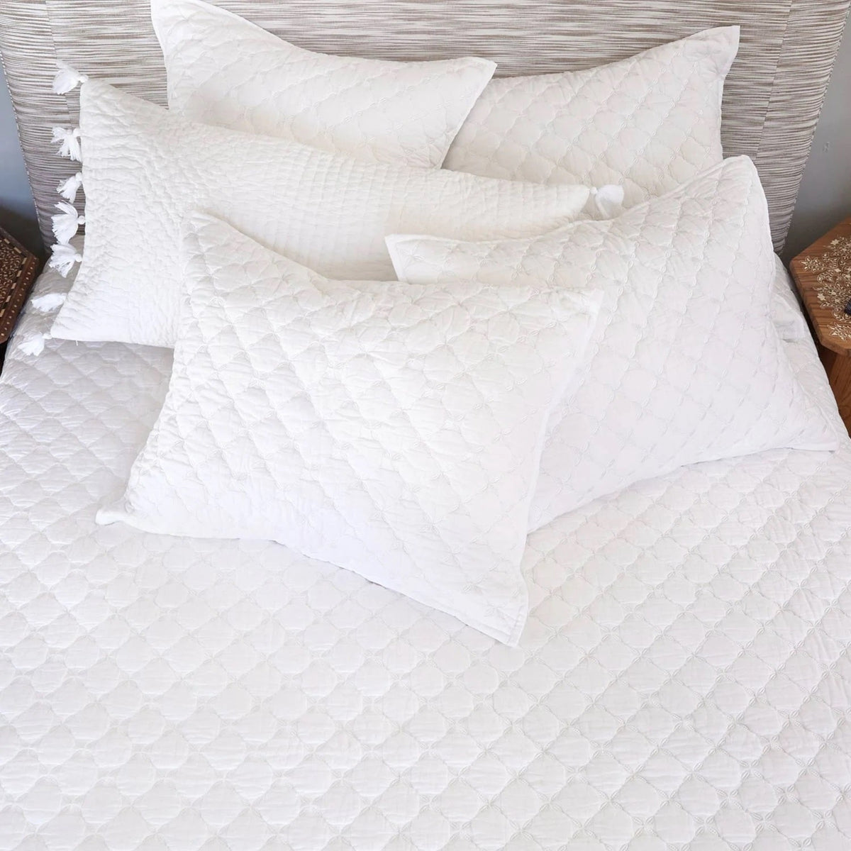 John Robshaw Layla Quilts and Shams Main White Fine Linens