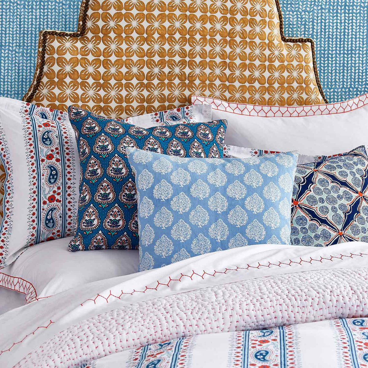 John Robshaw Organic Hand Stitched Quilts and Shams Lifestyle Lotus Fine Linens
