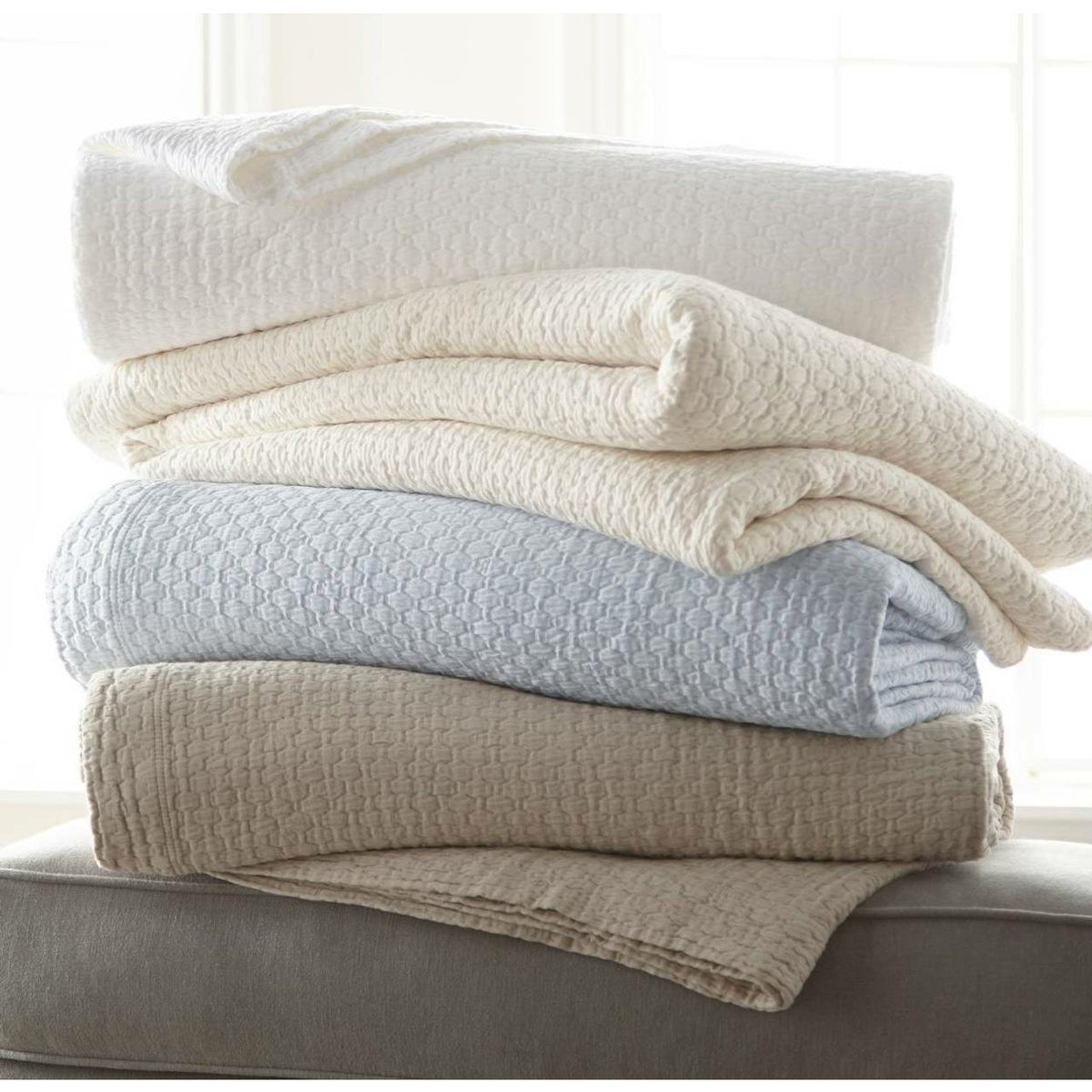 Peacock Alley Juliet Coverlet and Shams Stack Compilation Fine Linens