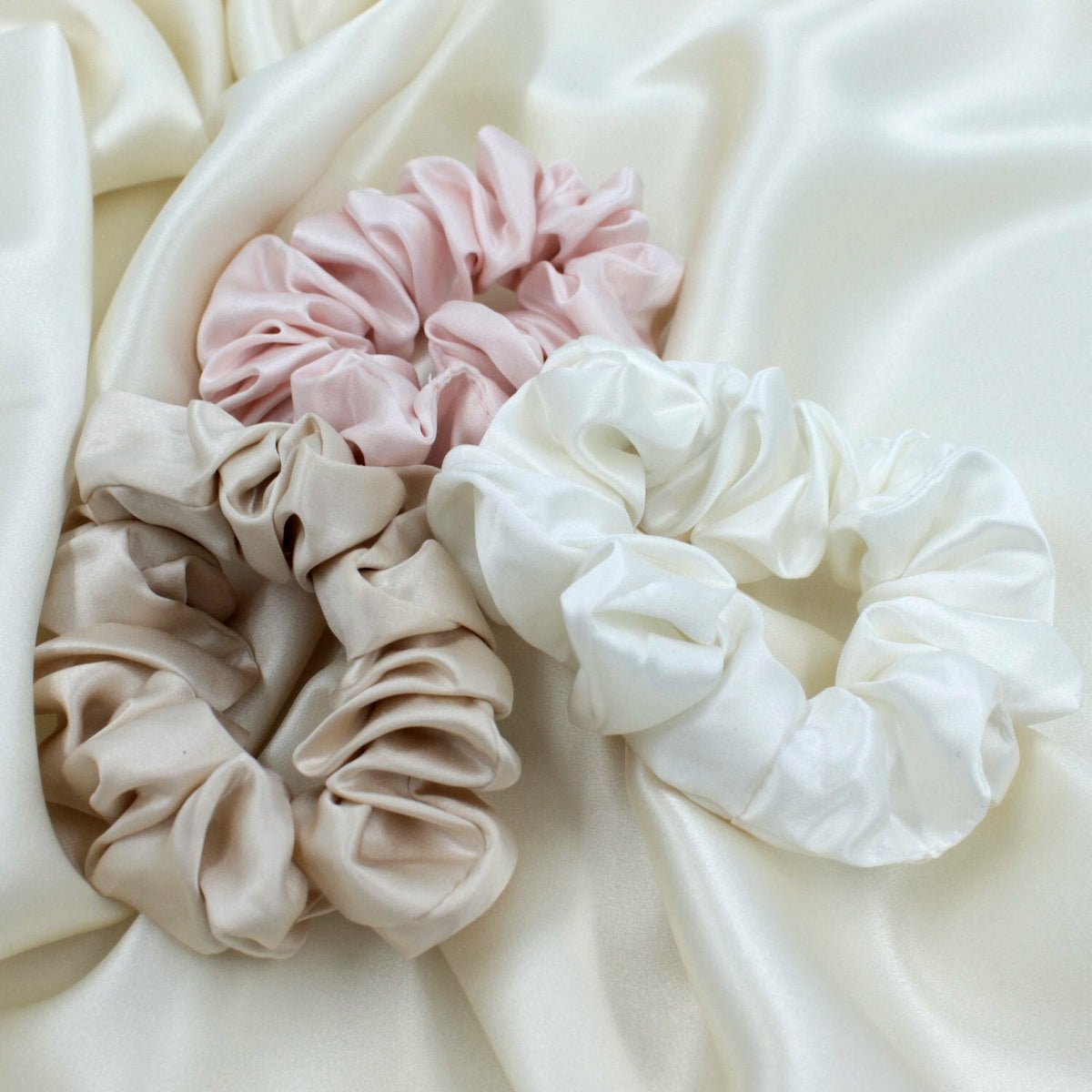Large Ivory/Pink/Sand Scrunchies