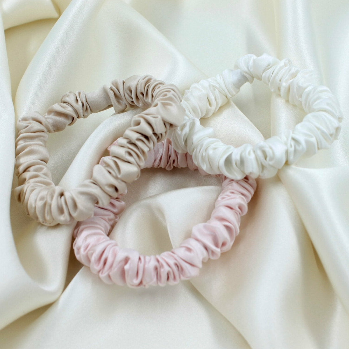 Small Ivory/Pink/Sand Scrunchies