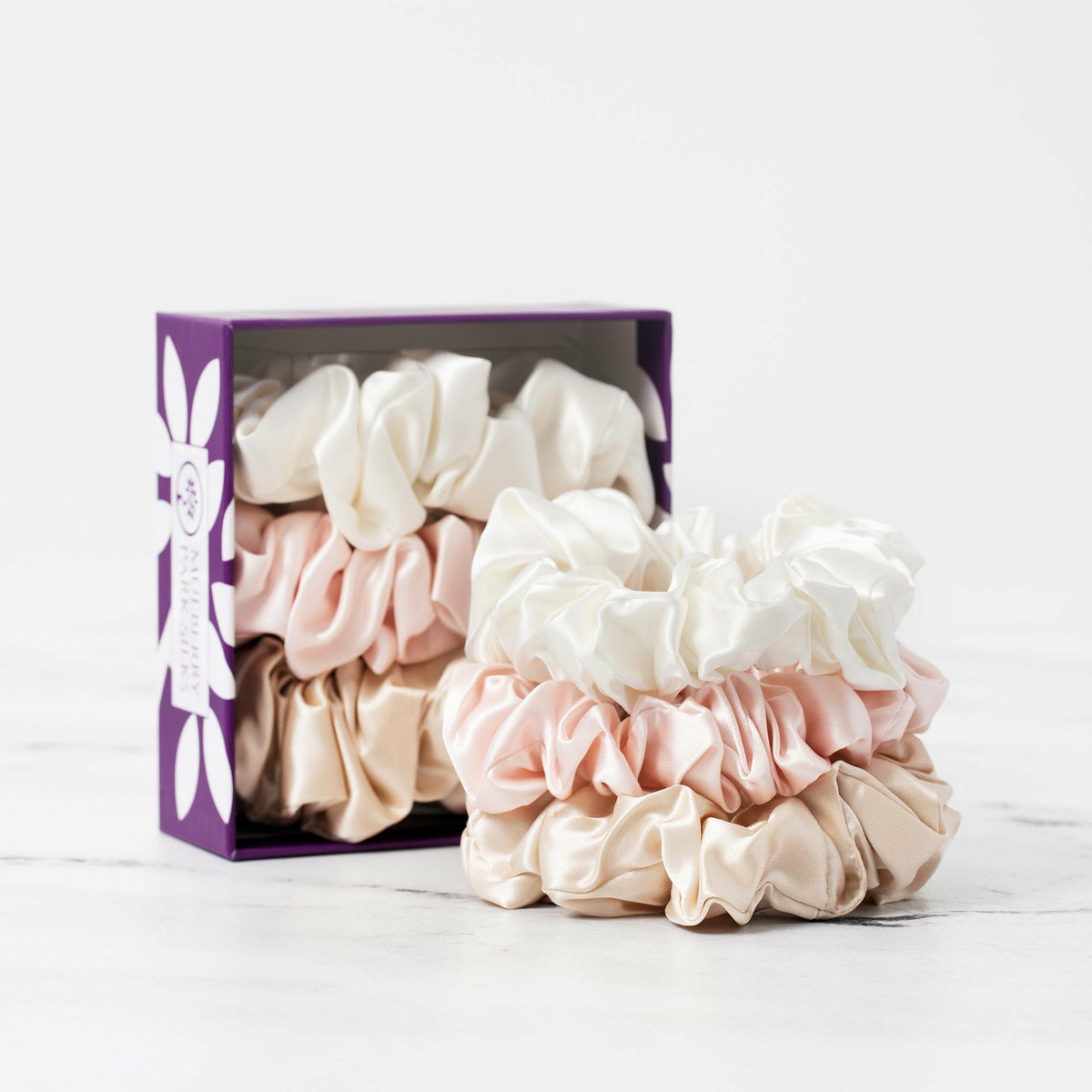 Large Ivory/Pink/Sand Scrunchies Box Stack