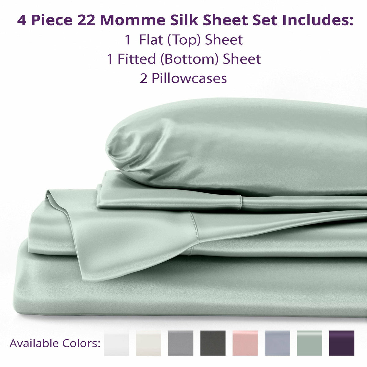 MPS Included in Sheet Set 22 Momme Sage Fine Linens