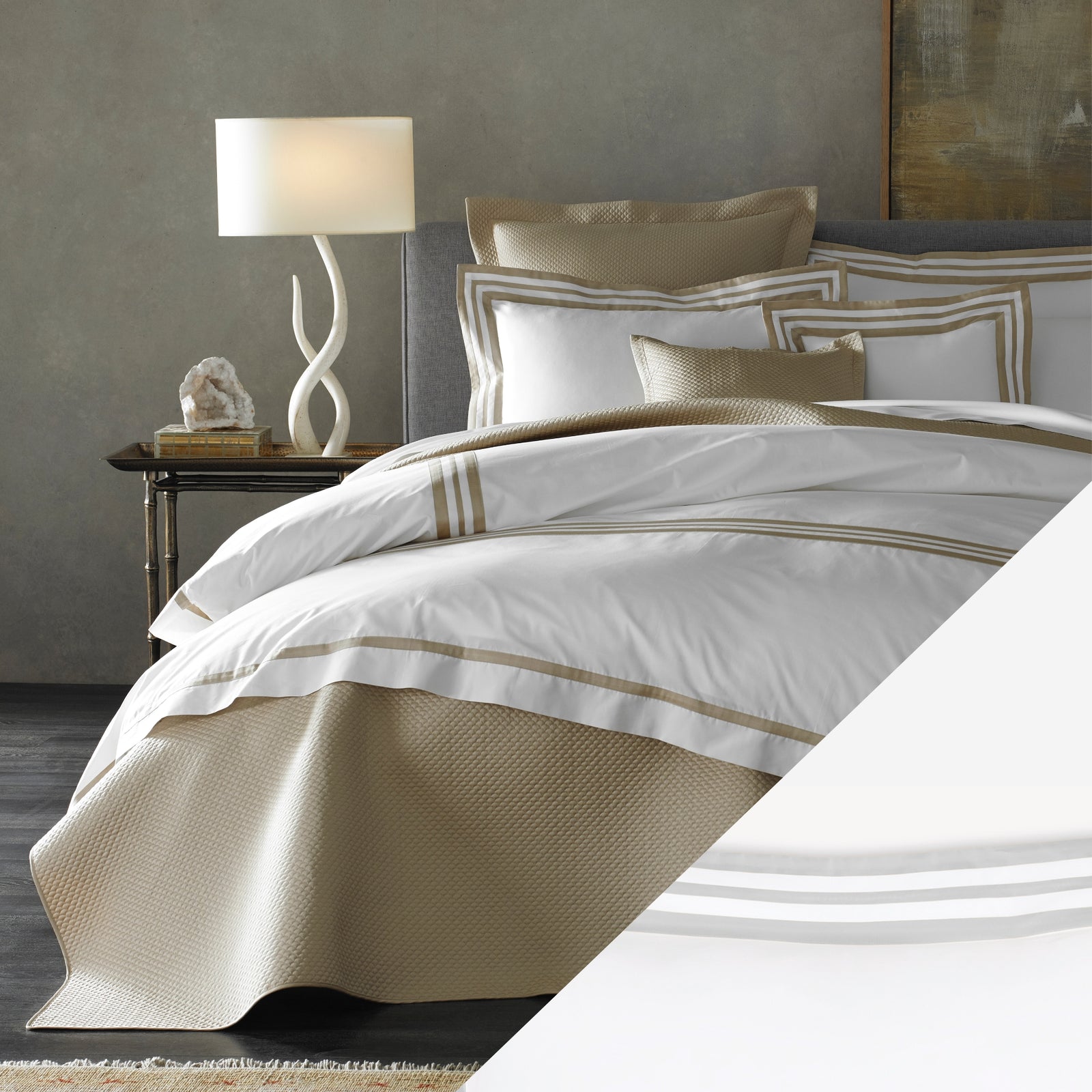 Matouk Allegro Bedding Main Silver Fine Linens