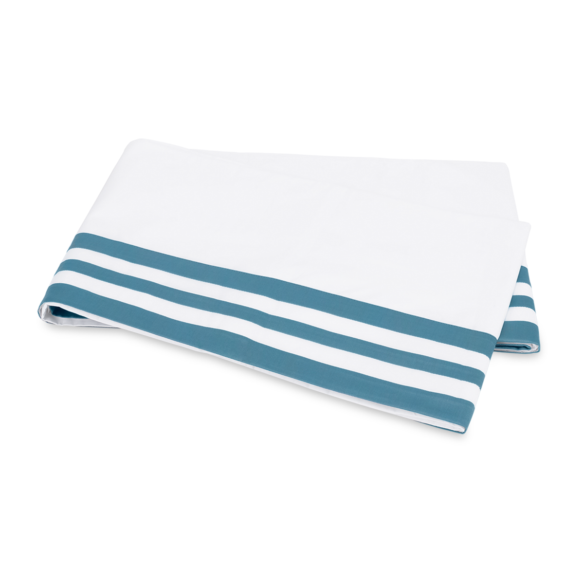 Folded Flat Sheet of Matouk Allegro Bedding in Sea Color