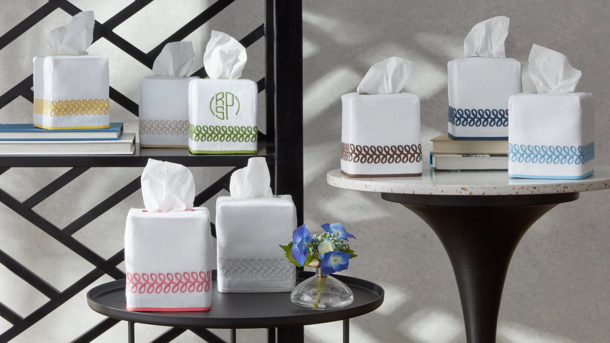 Matouk Astor Braid Tissue Box Cover Collection