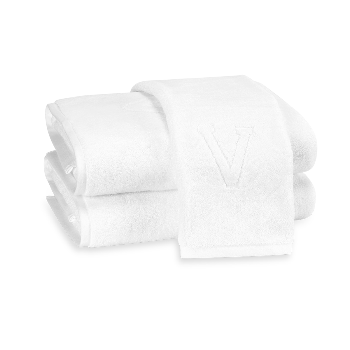 Closeup Image of Matouk Auberge Bath Towels Letter V