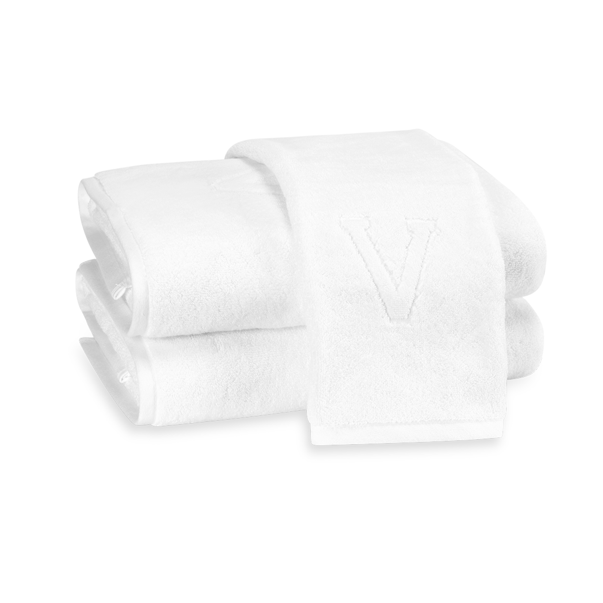 Closeup Image of Matouk Auberge Bath Towels Letter V