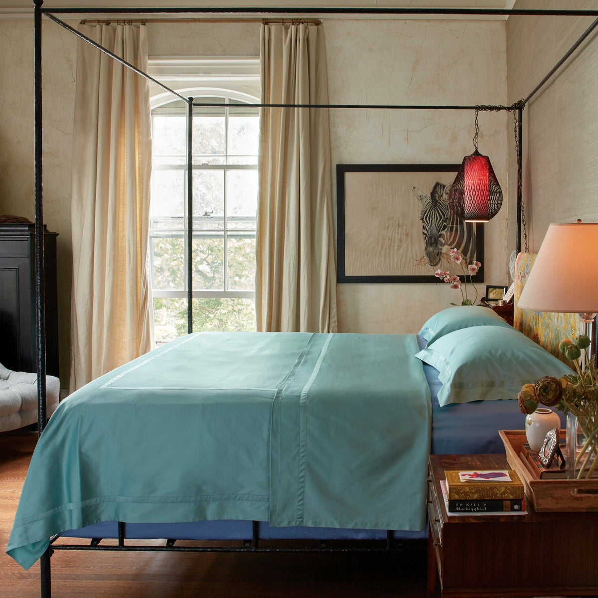 Matouk Nocturne Bedding Collection Aquamarine | High End Bedding