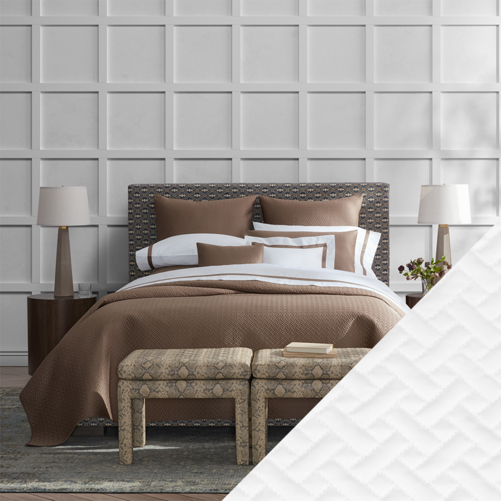 Matouk Basketweave Bedding Main White Fine Linens