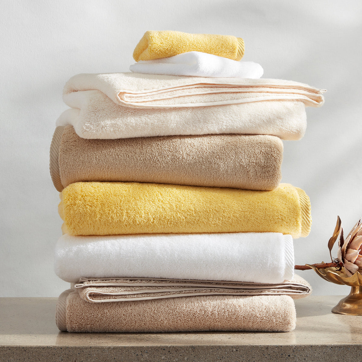 Matouk Milagro Bath Towels Yellow Stack Fine Linens