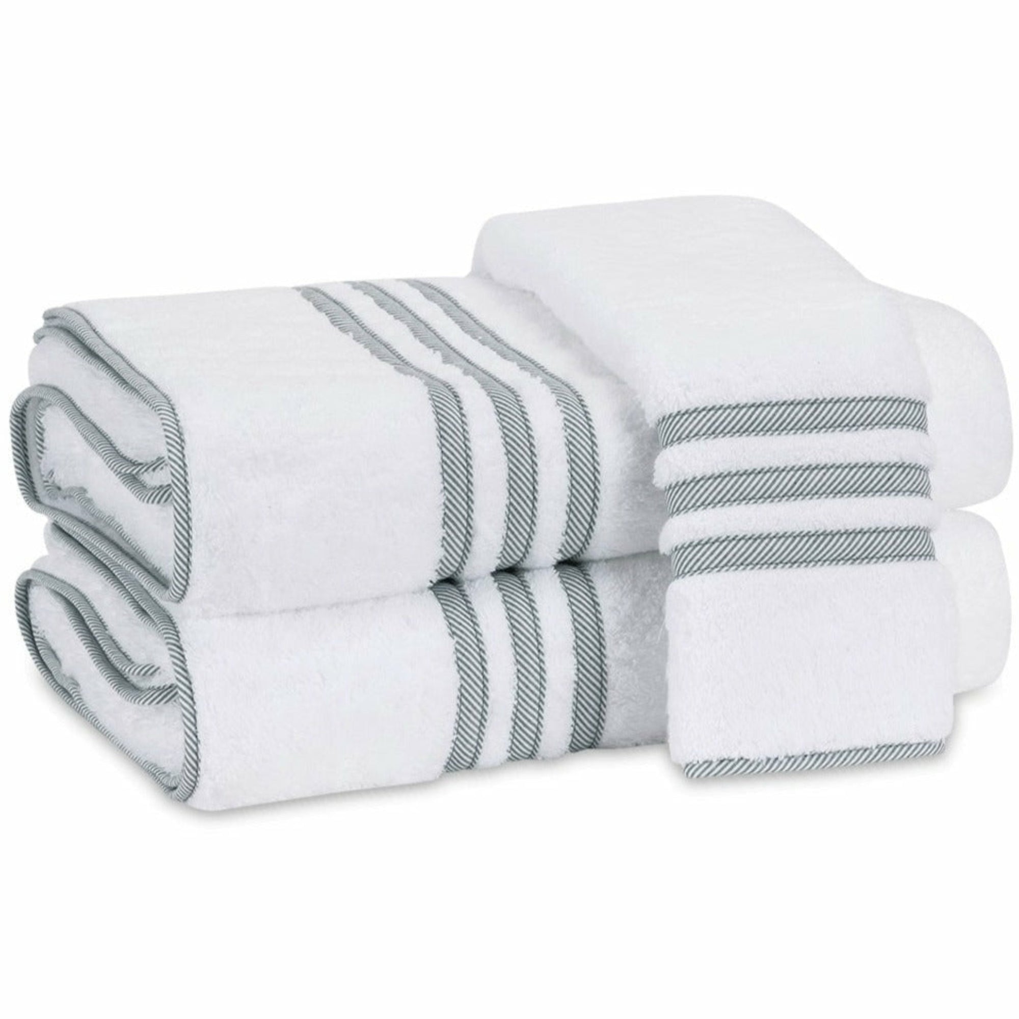 Matouk Beach Road Bath Towels Green Stripe Fine Linens