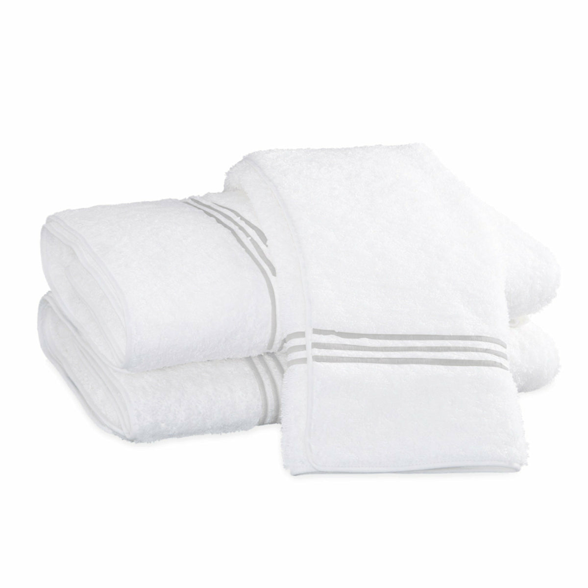 Matouk Bel Tempo Bath Towels Silver Fine Linens
