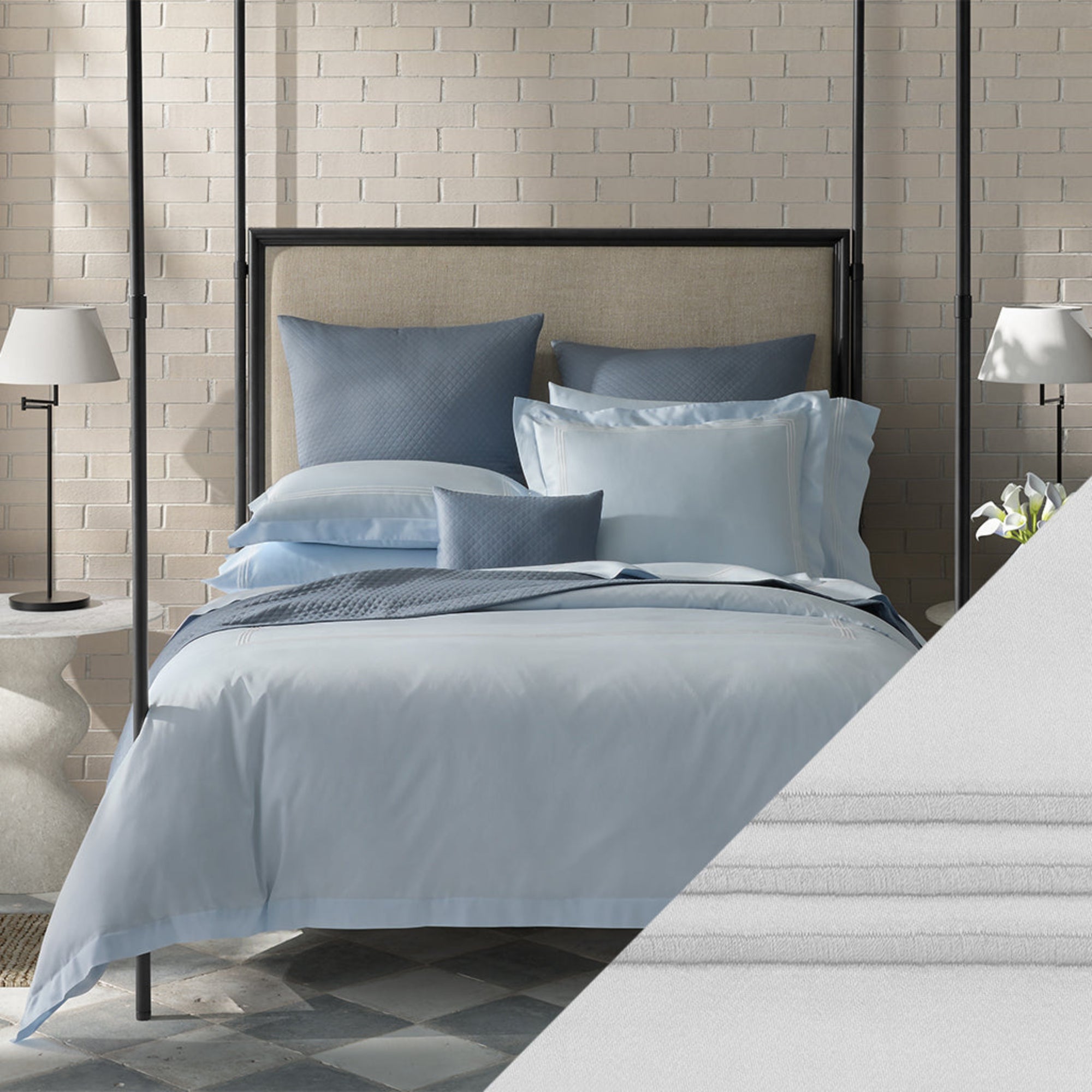 Matouk Bel Tempo Nocturne Bedding Silver Fine Linens