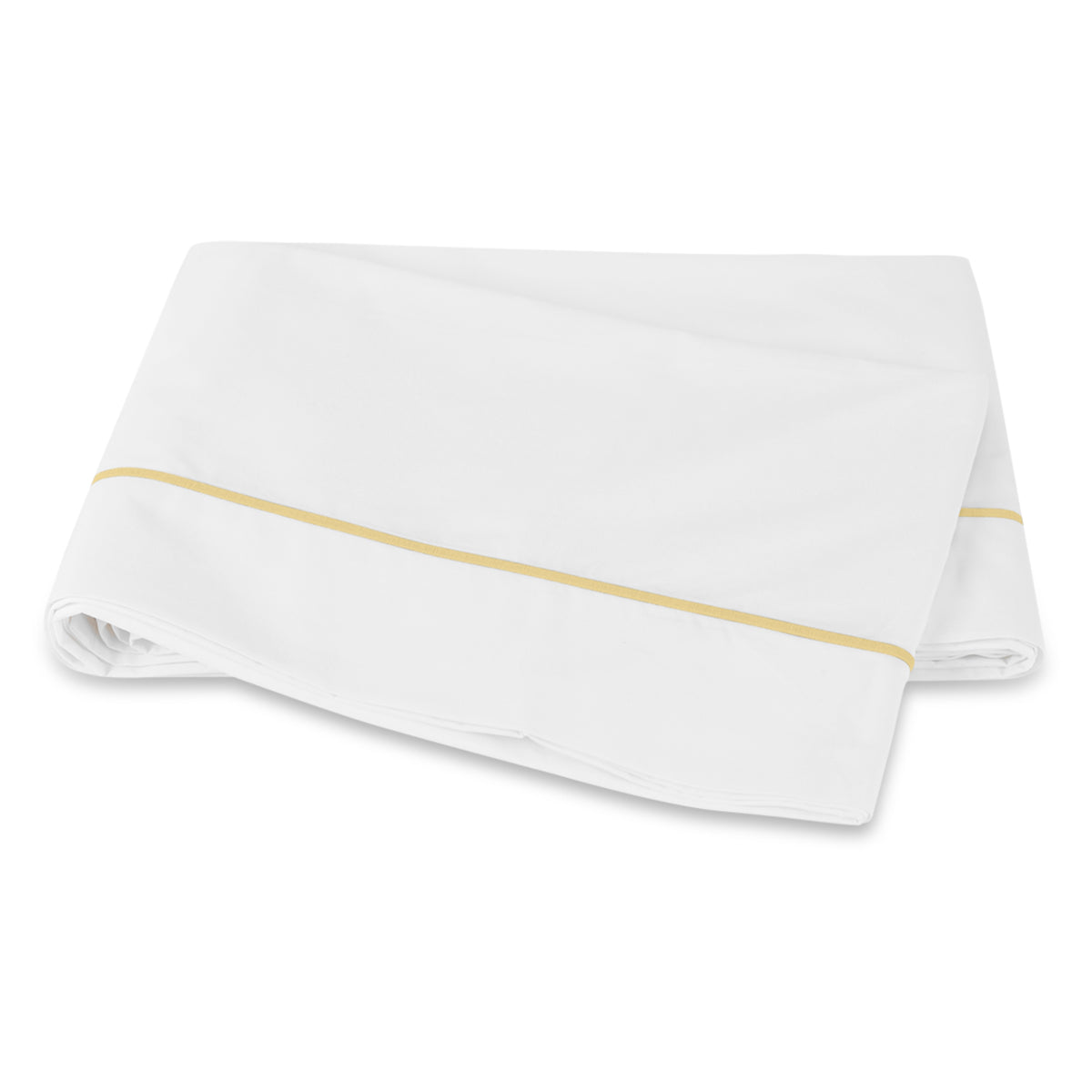Matouk Bergamo Satin Stitch Bedding Flat Sheet Honey Fine Linens