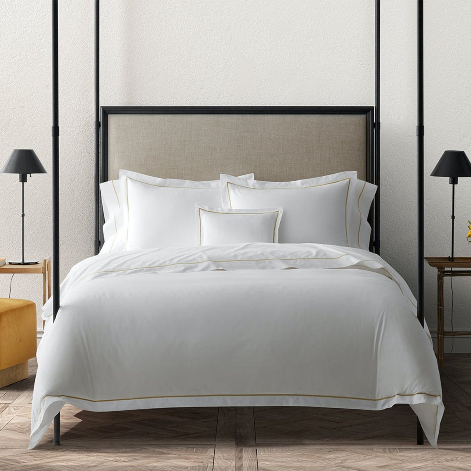 Matouk Bergamo Satin Stitch Bedding Honey Fine Linens