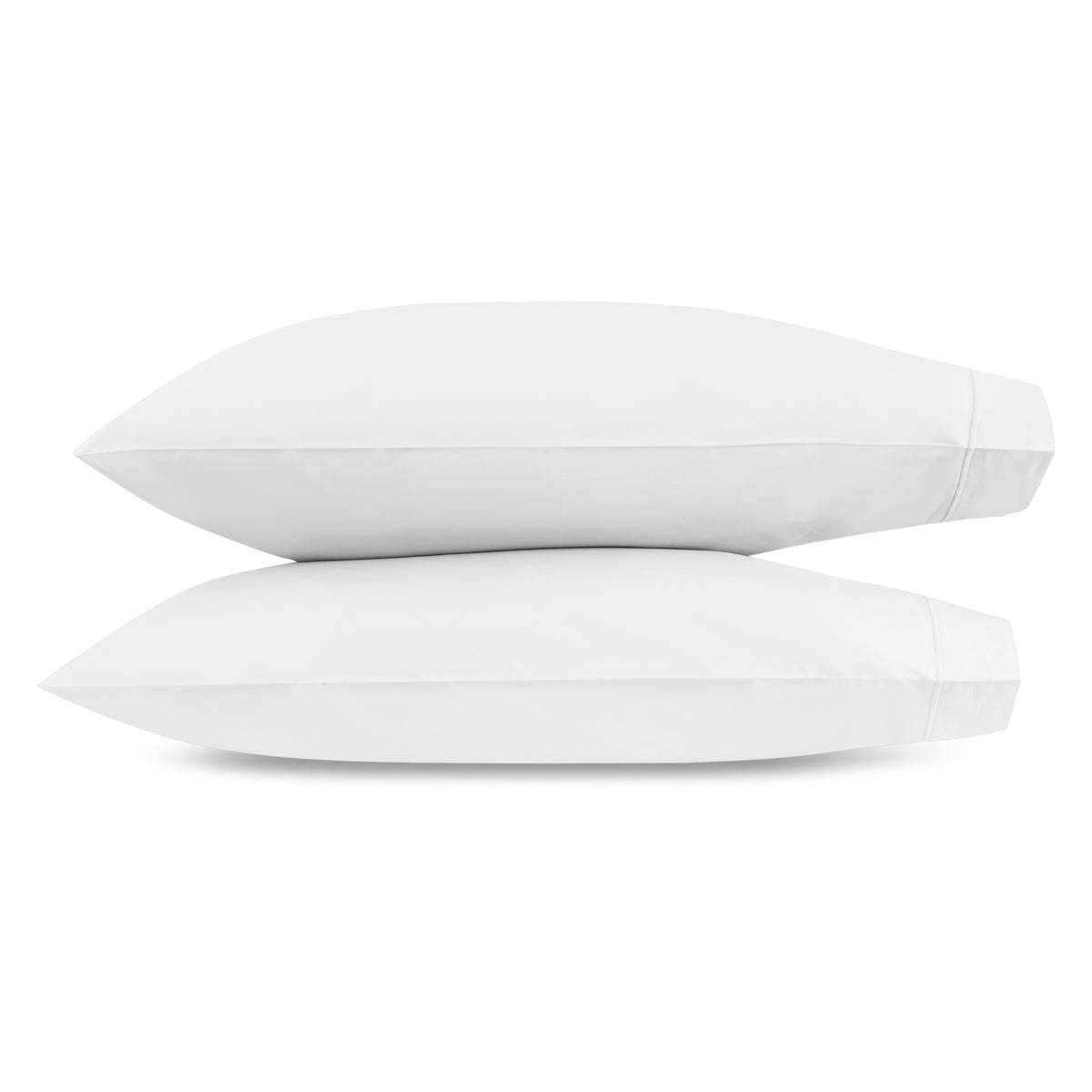 Matouk Bergamo Satin Stitch Bedding Pillowcases White Fine Linens