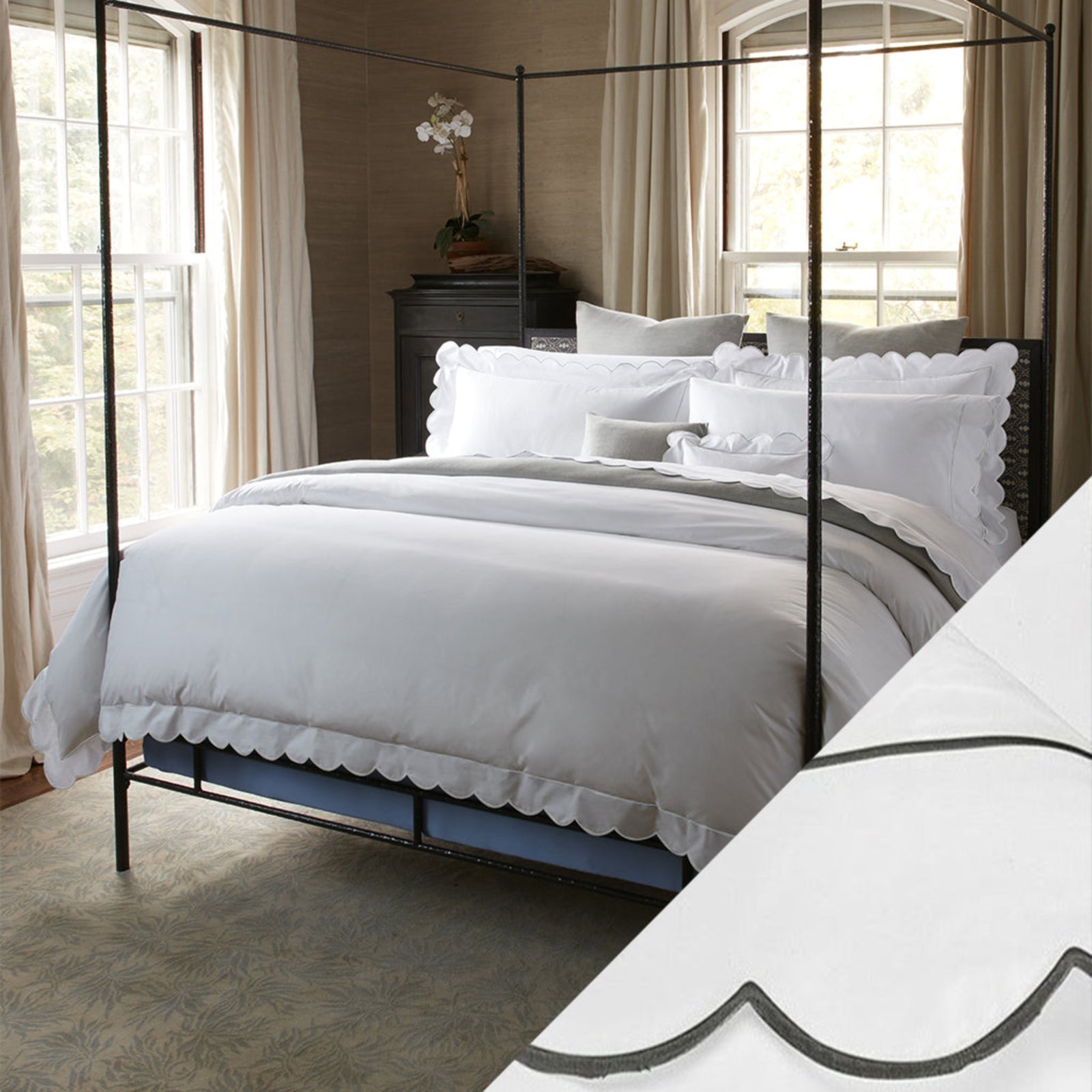 Matouk Butterfield Bedding Charcoal Fine Linens