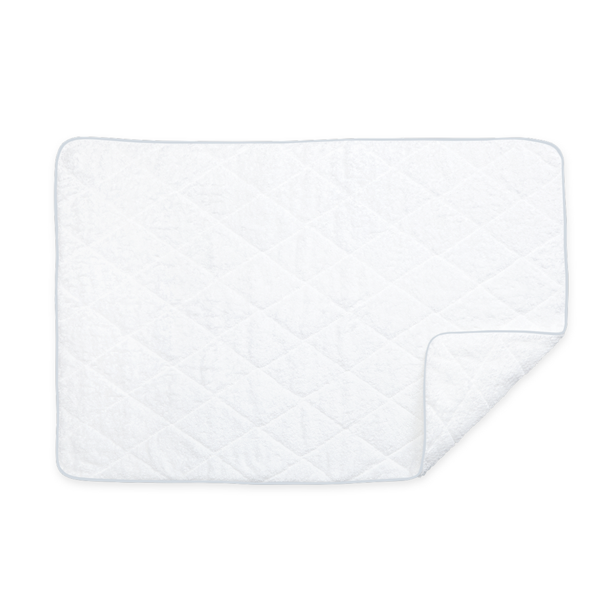 Sample Image of Matouk Cairo Bath Quilted Tub Mat White/Light Blue