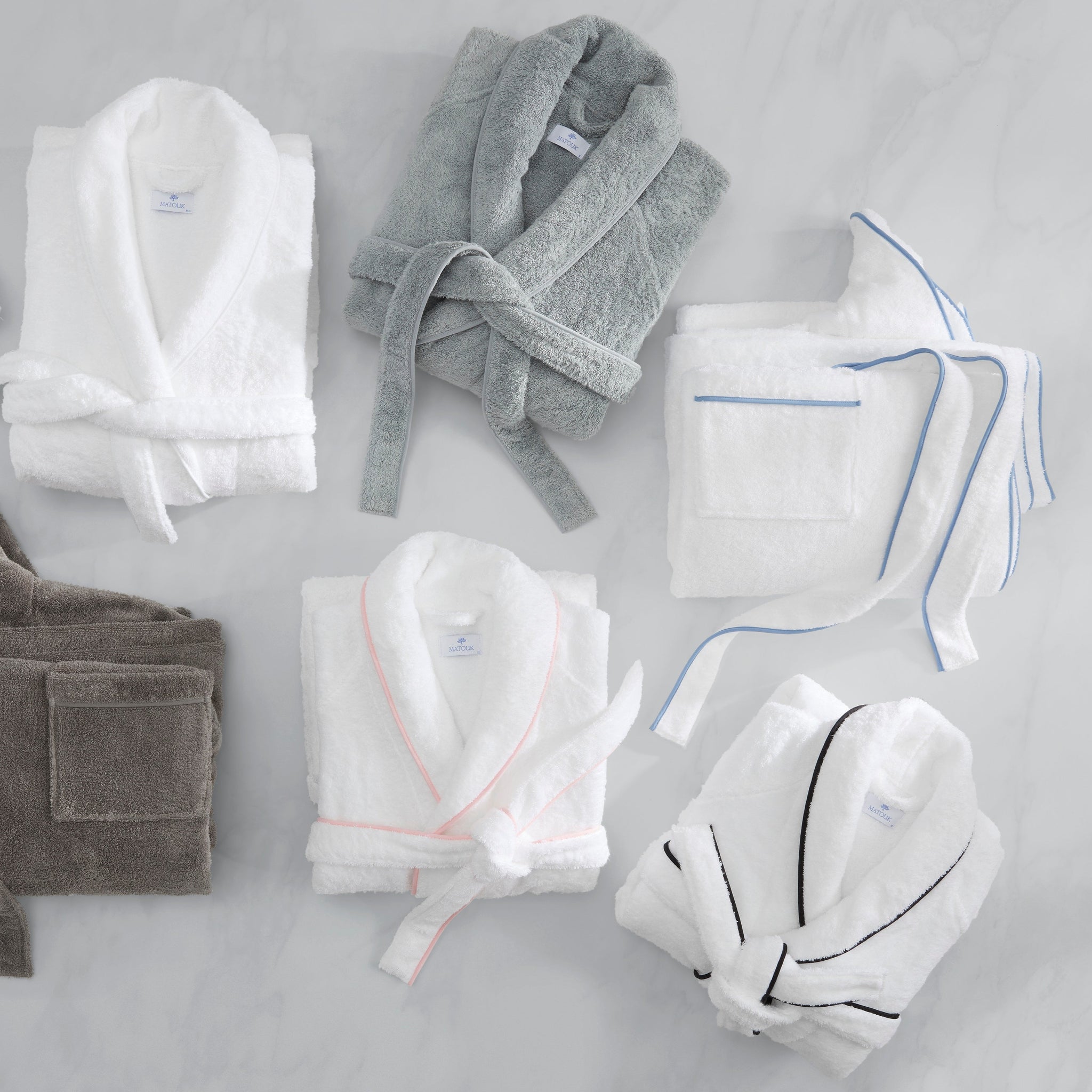 Bath Roub Matouk Cairo Bath Robe (White/Black) | Pure Cotton Luxury Robe - FLandB.com