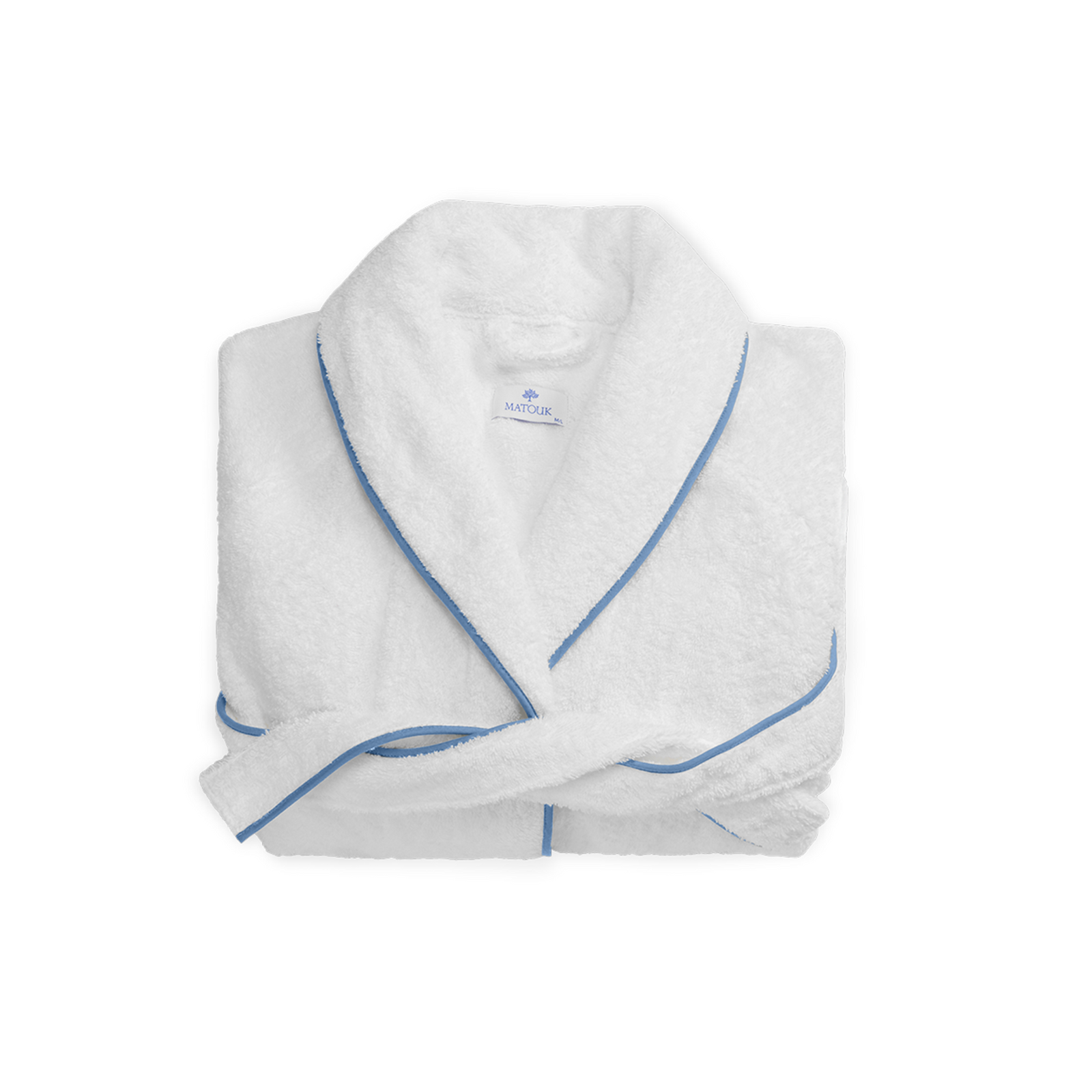 Folded Matouk Cairo Bath Robe White/Azure