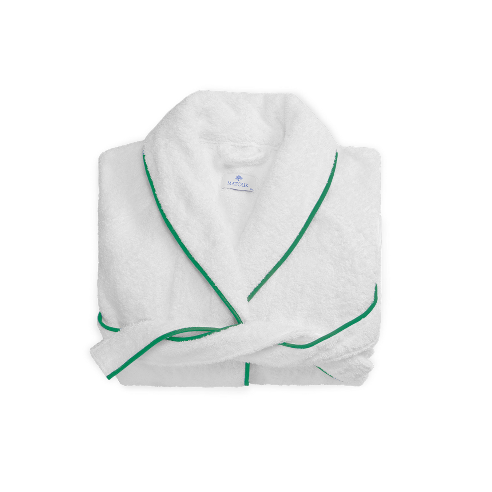 Folded Matouk Cairo Bath Robe White/KellyGreen