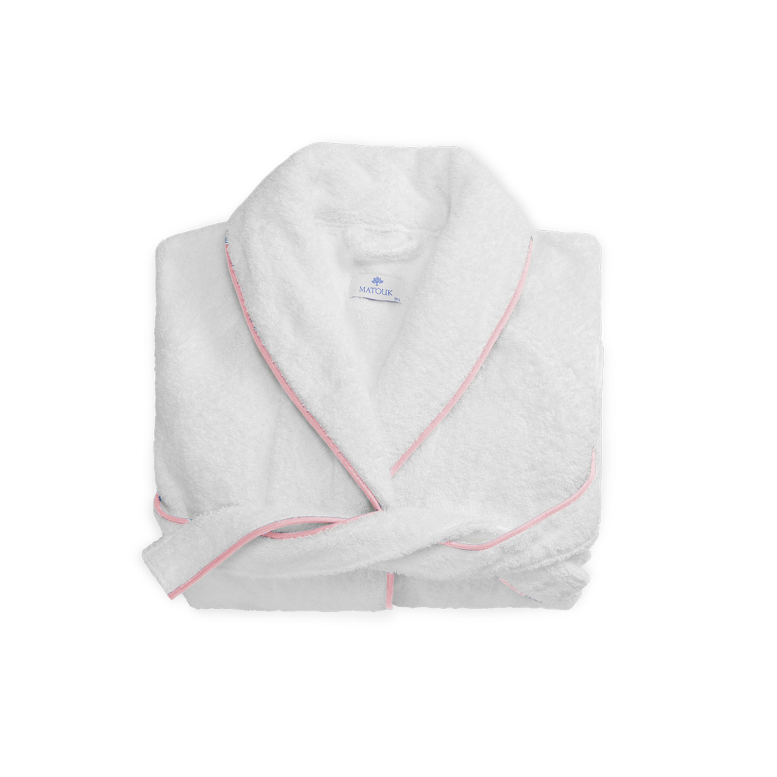 Folded Matouk Cairo Bath Robe White/Pink