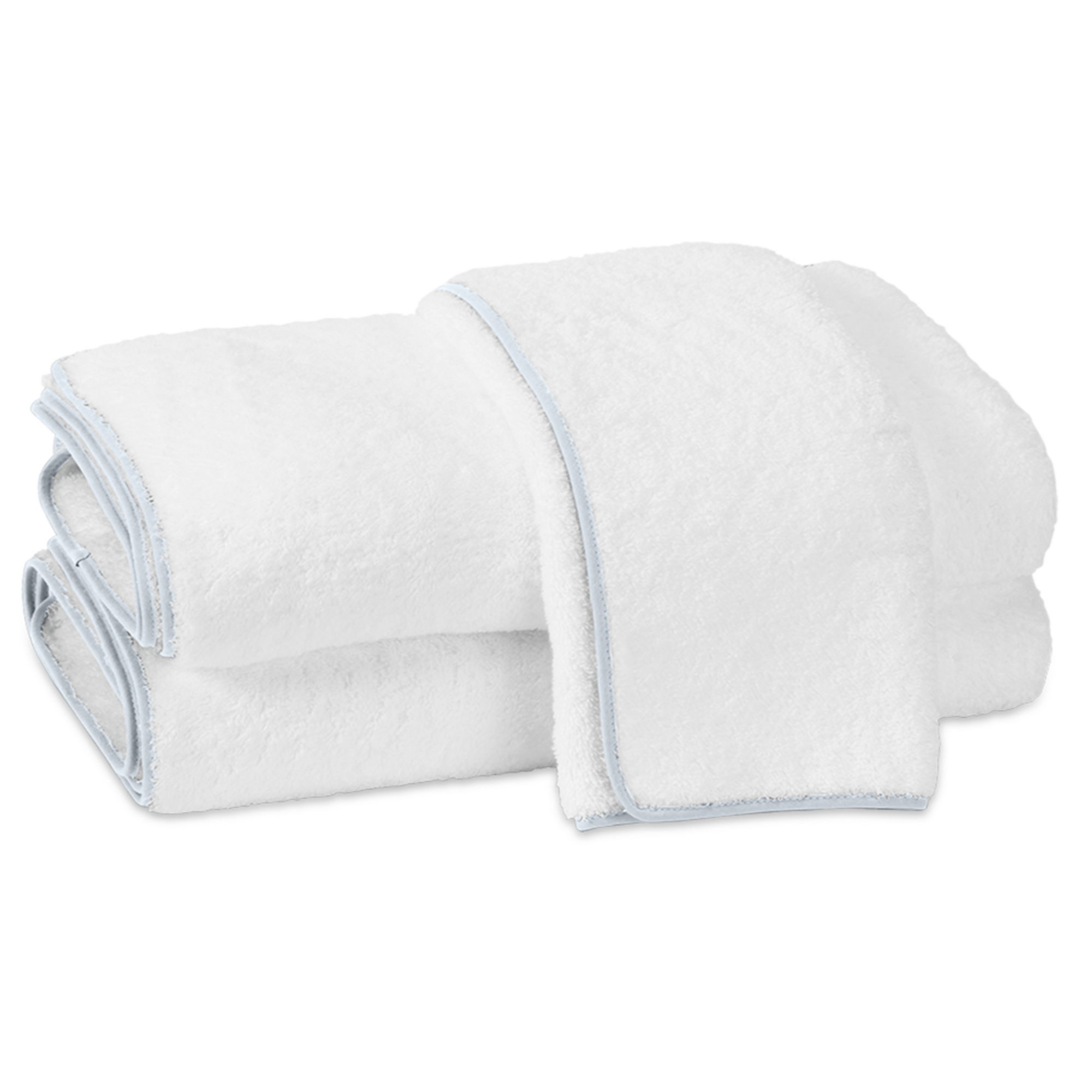 Silo Image of Matouk Cairo Bath Towels in White/Light Blue Color