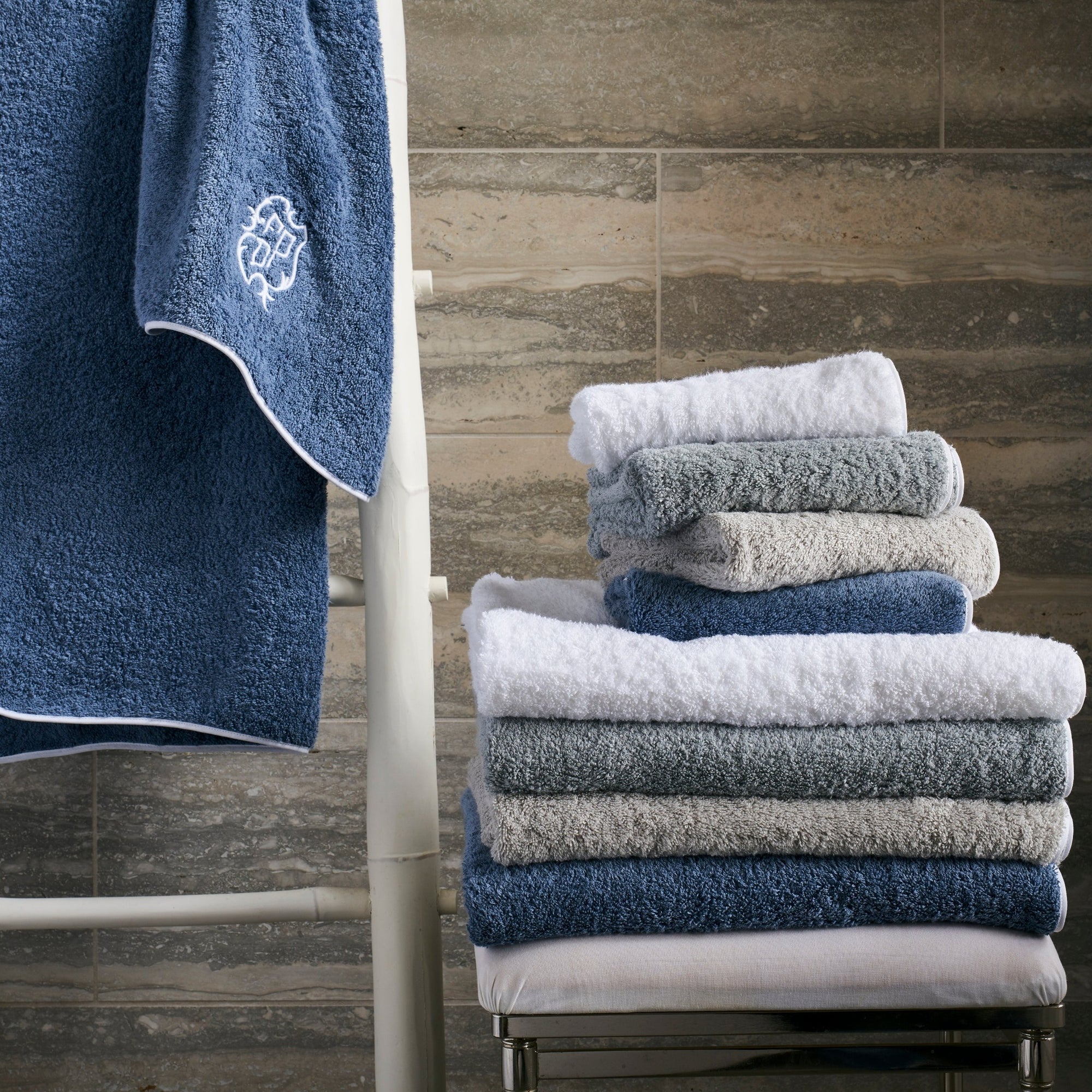 Matouk Cairo Wave Bath Towels Stack 2 Fine Linens