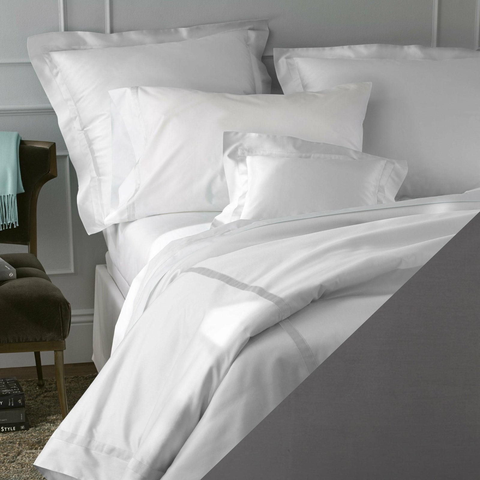 Matouk Nocturne Bedding Collection Charcoal Fine Linens