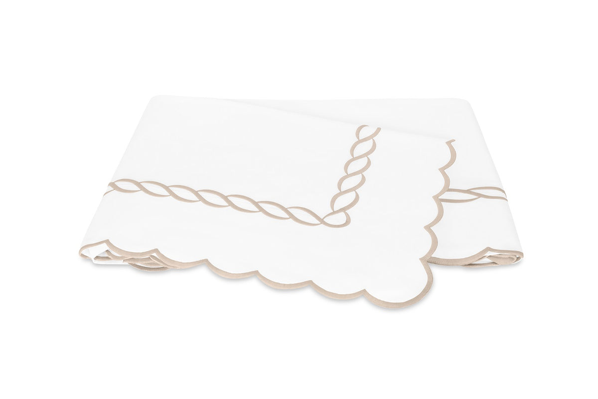 Matouk Classic Chain Scallop Flat Sheet Dune Fine Linens