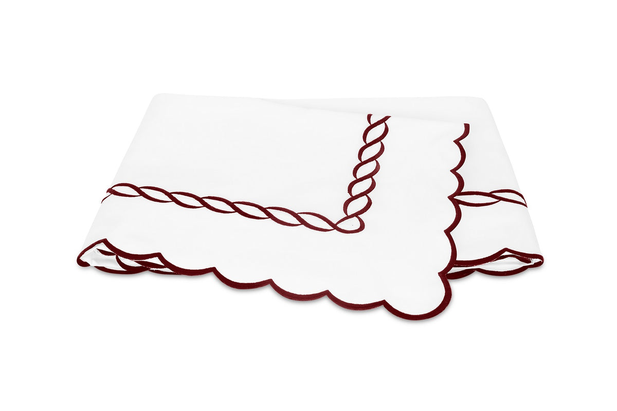 Matouk Classic Chain Scallop Flat Sheet Red Fine Linens