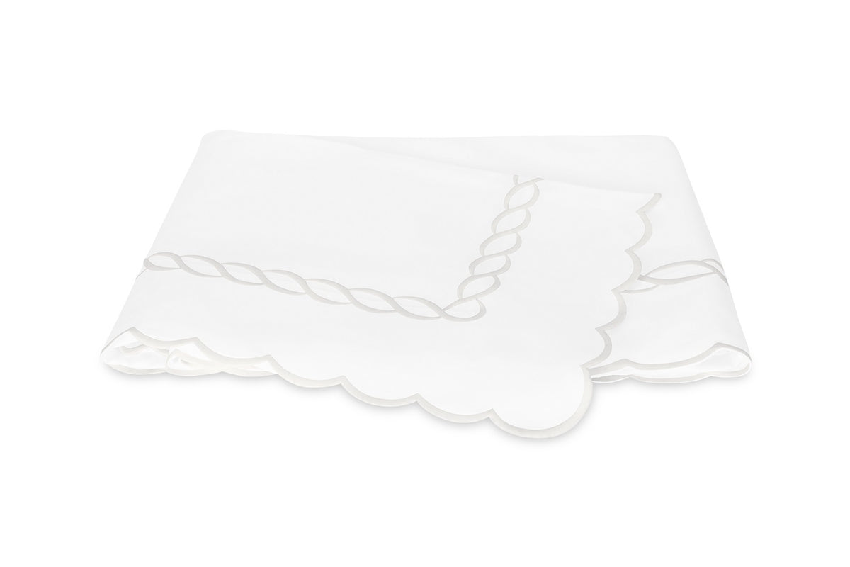 Matouk Classic Chain Scallop Flat Sheet White Fine Linens