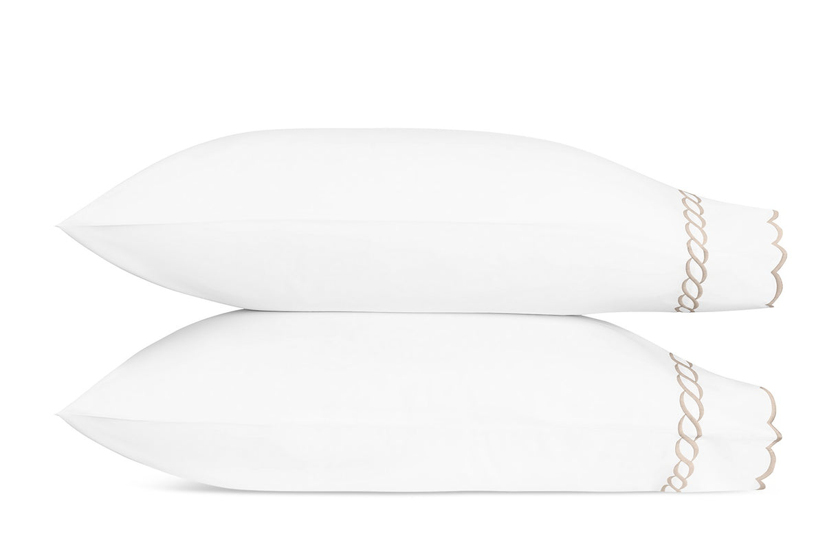 Matouk Classic Chain Scallop Pillowcases Dune Fine Linens