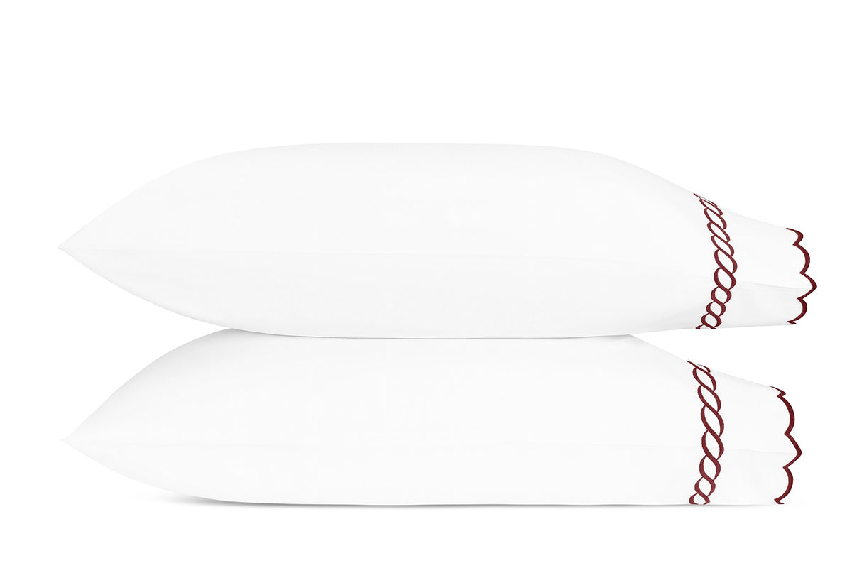 Matouk Classic Chain Scallop Pillowcases Red Fine Linens
