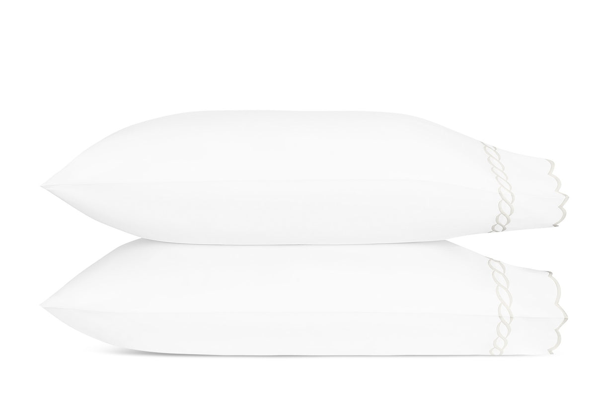 Matouk Classic Chain Scallop Pillowcases White Fine Linens