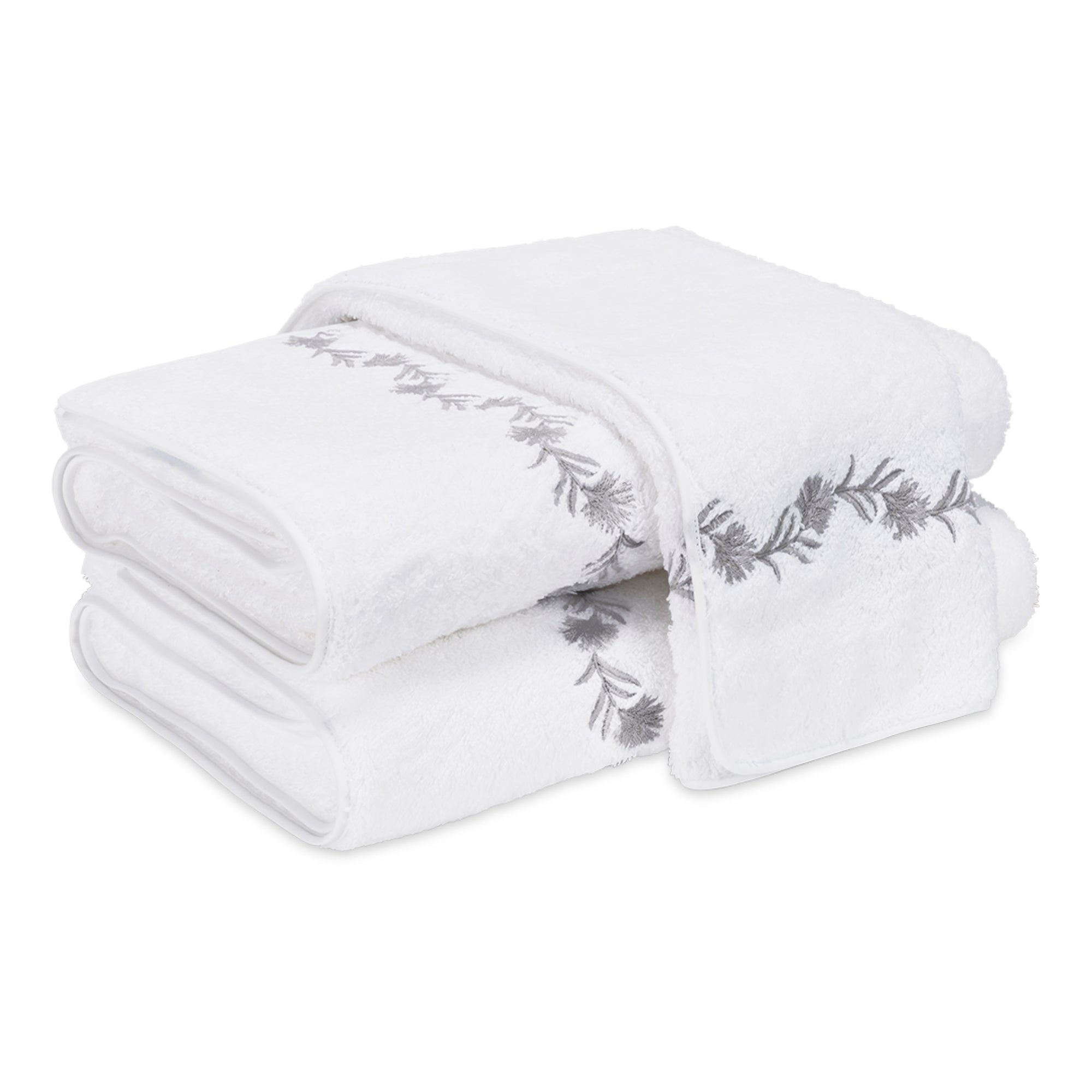 Matouk Daphne Bath Towels Silver Fine Linen