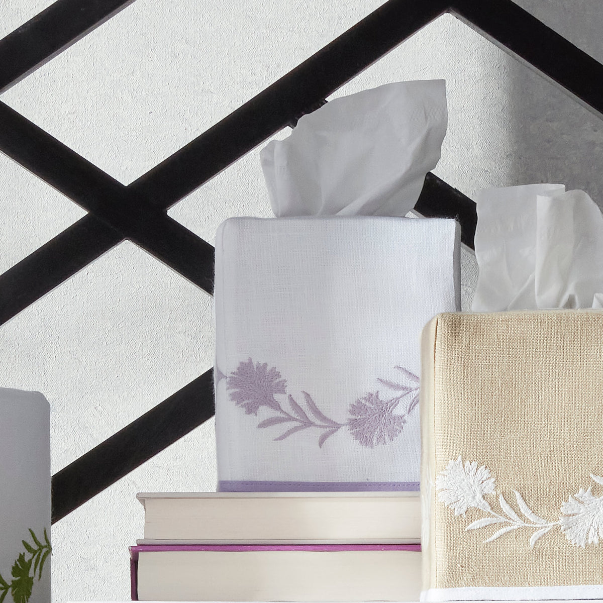 Matouk Daphne Tissue Box Cover - Lilac