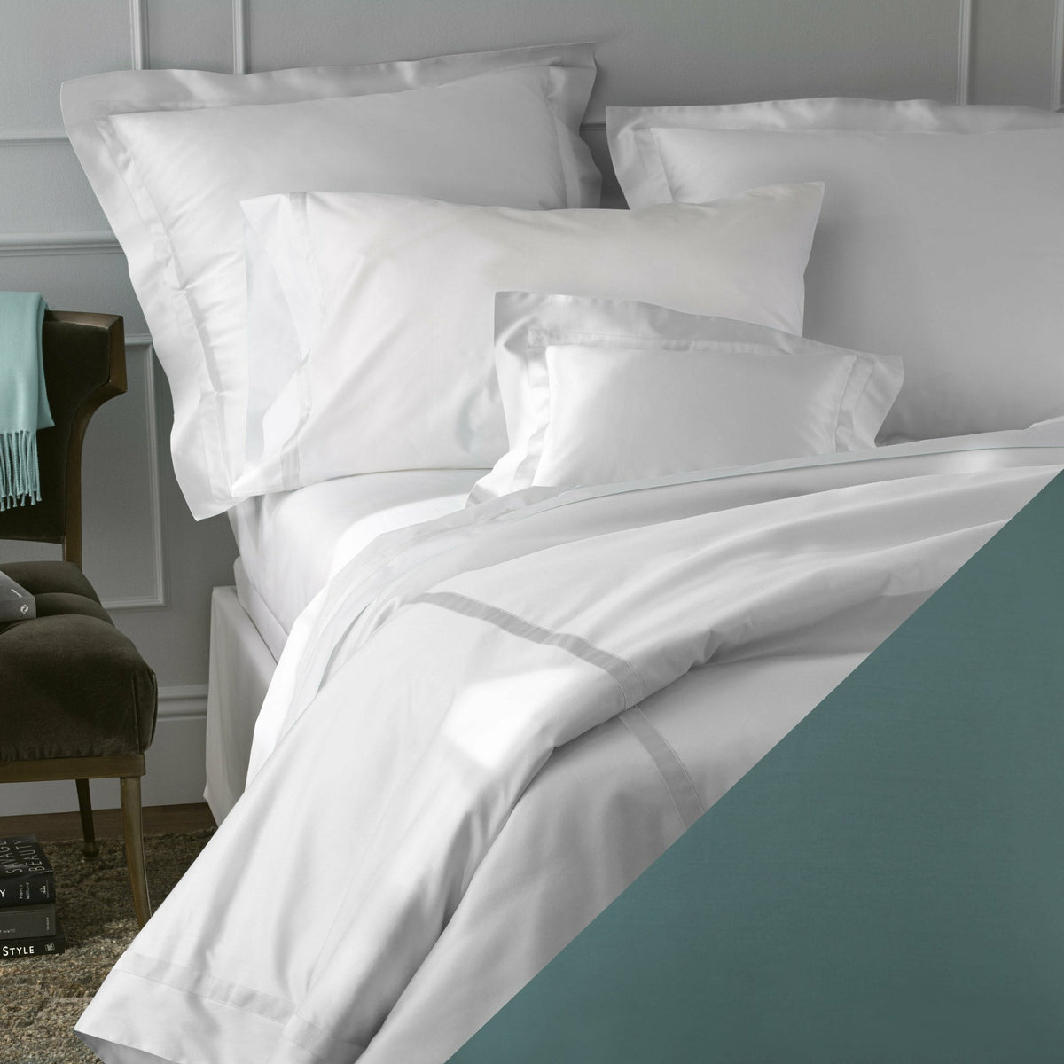 Matouk Deep Jade Nocturne Bedding Sheets Pillow Cases Shams Fine Linens
