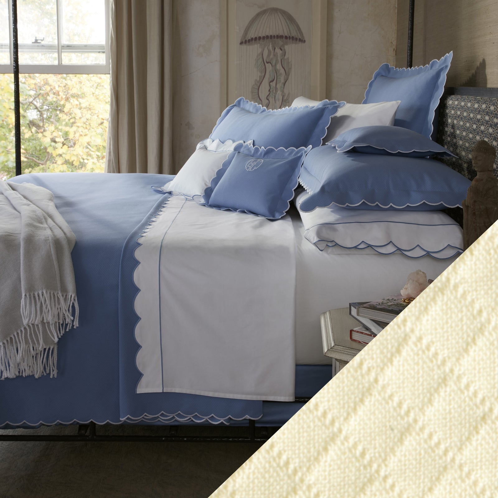 Matouk Diamond Pique Bedding Main Ivory Fine Linens