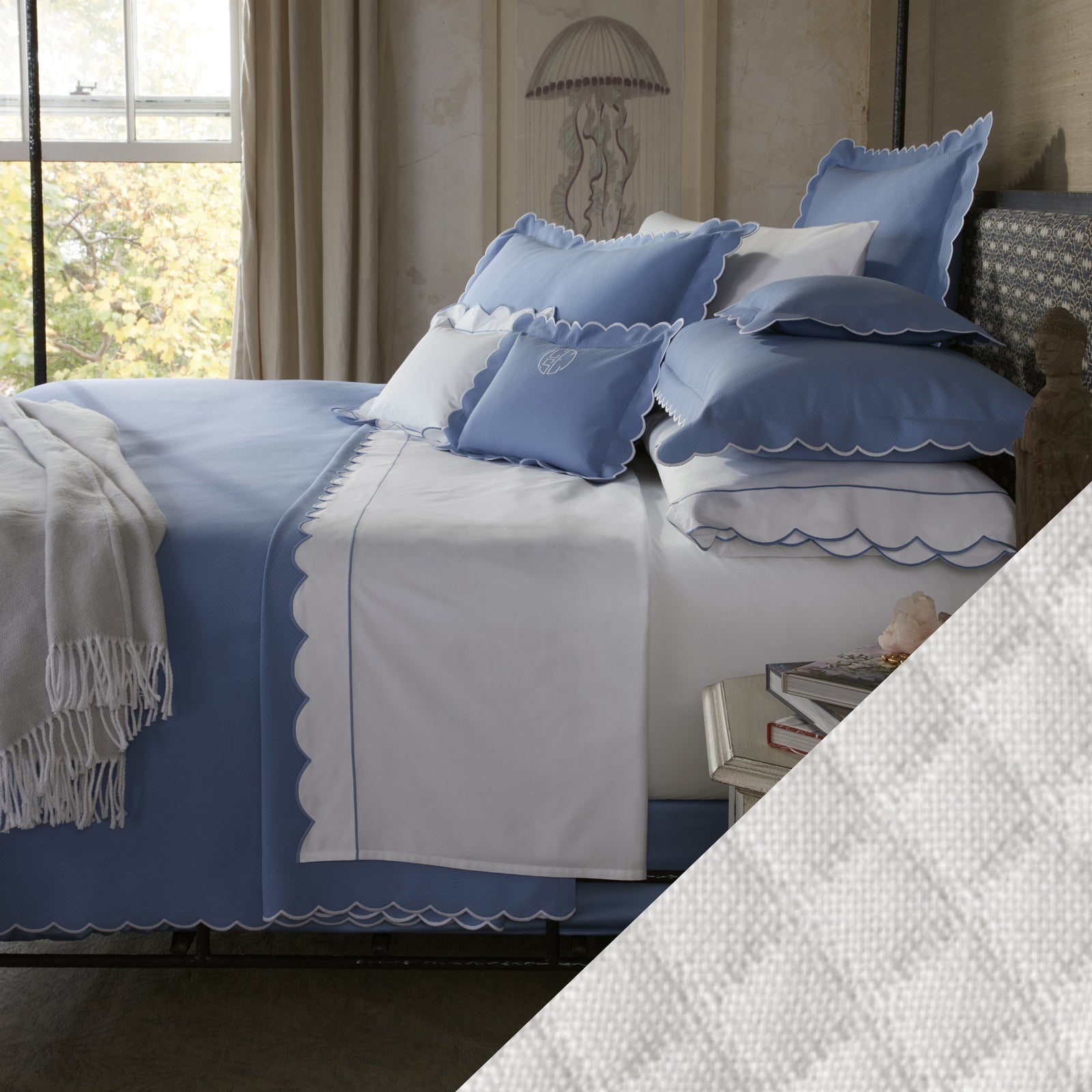 Matouk Diamond Pique Bedding Main Silver Fine Linens