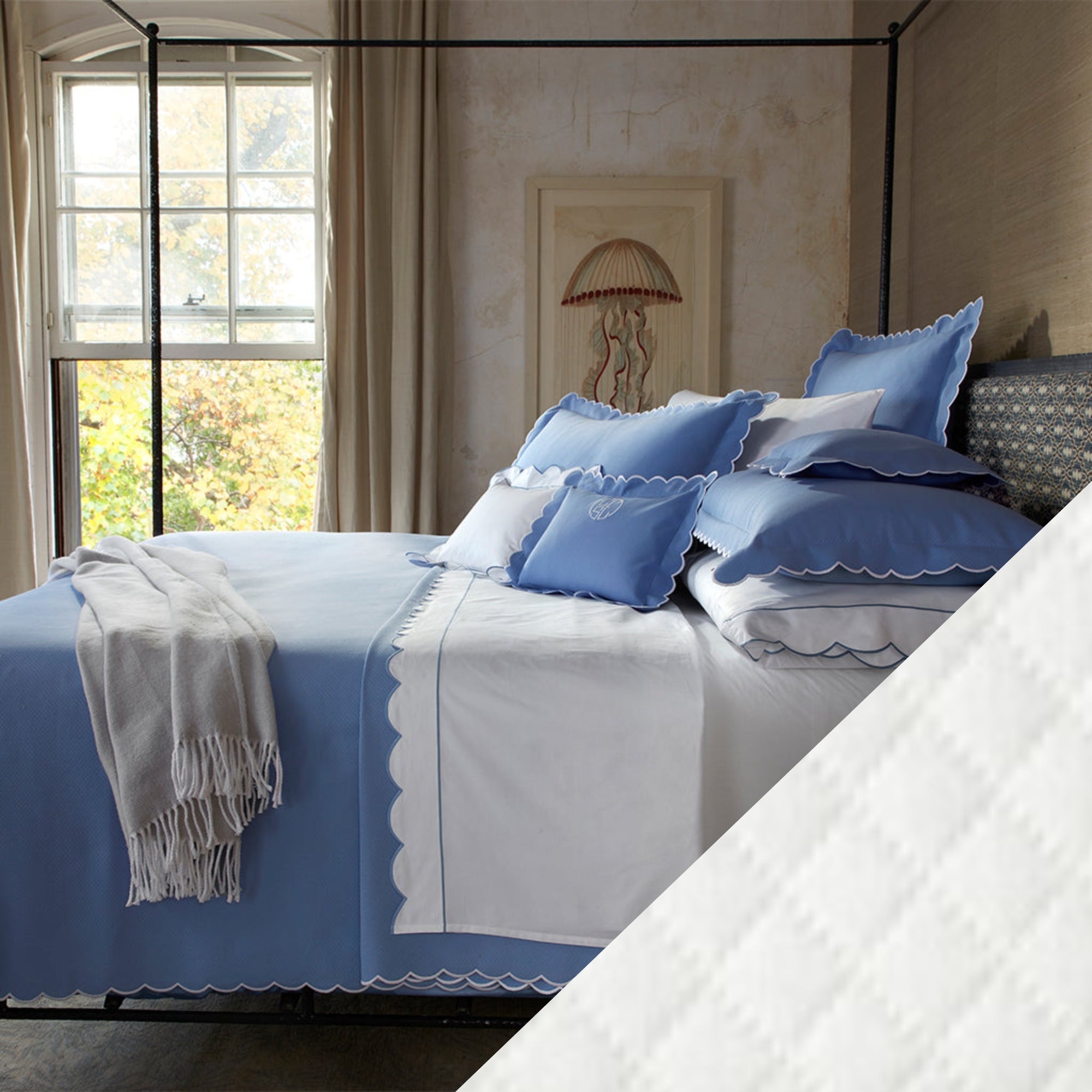 Matouk Diamond Pique Bedding White Fine Linens