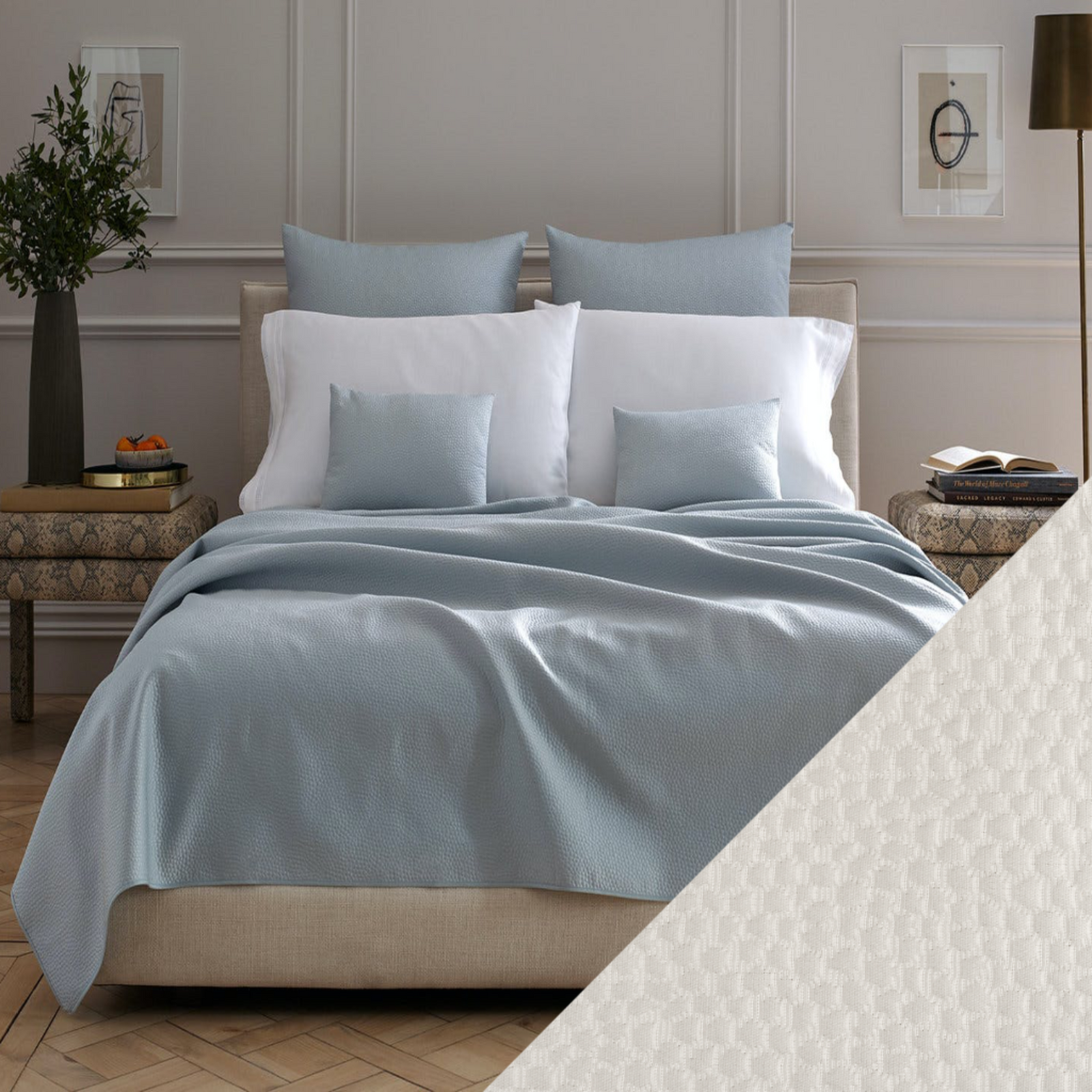 Matouk Eden Bedding Collection Main - Silver