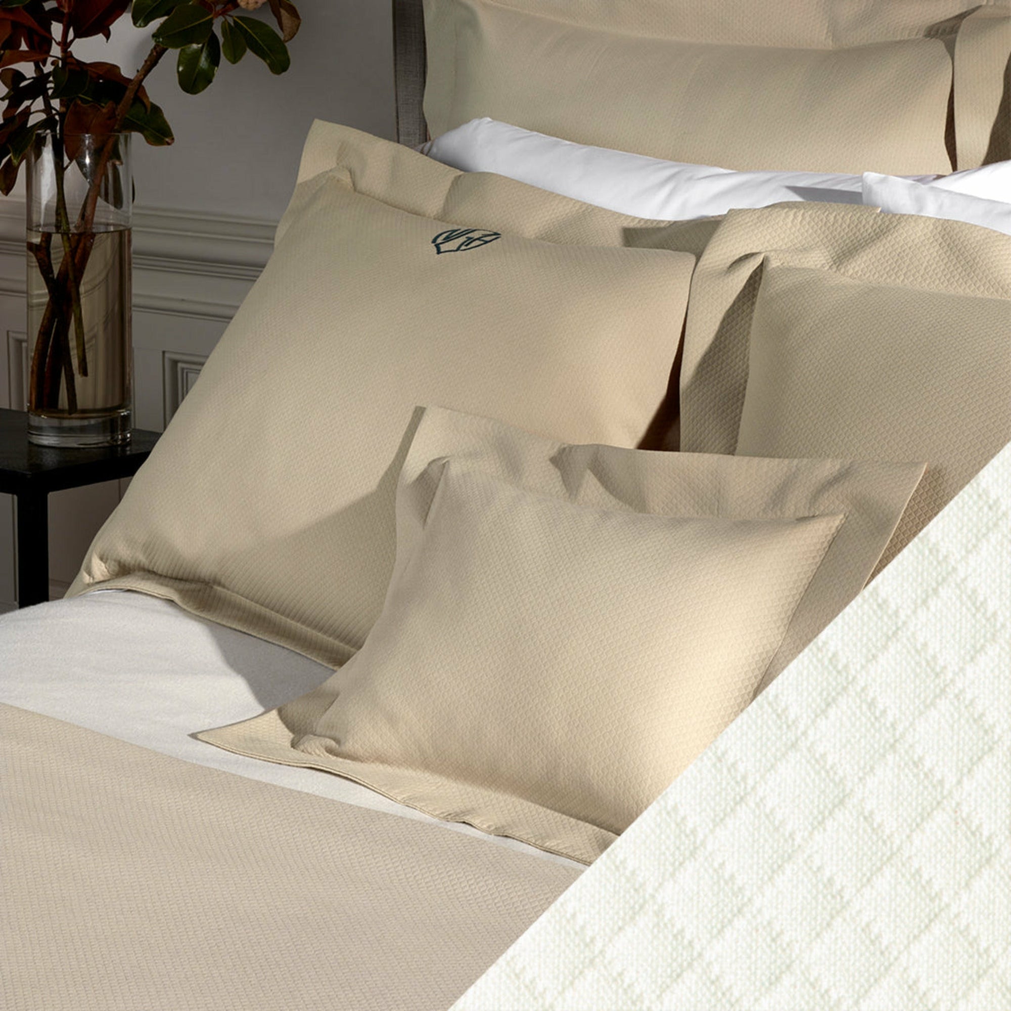 Matouk Elliot Coverlet Bedding Bone Fine Linens