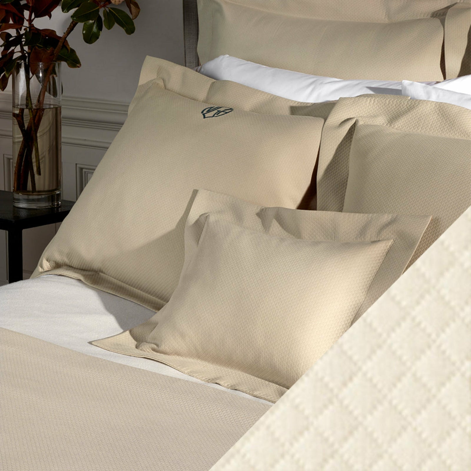 Matouk Elliot Coverlet Bedding Ivory Fine Linens