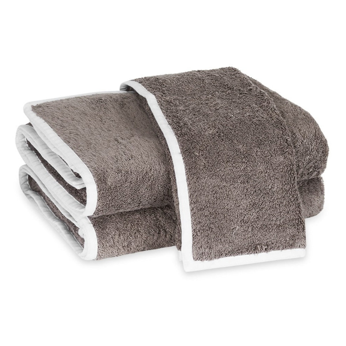 Matouk Enzo Bath Towels Smoke Gray/White Fine Linens
