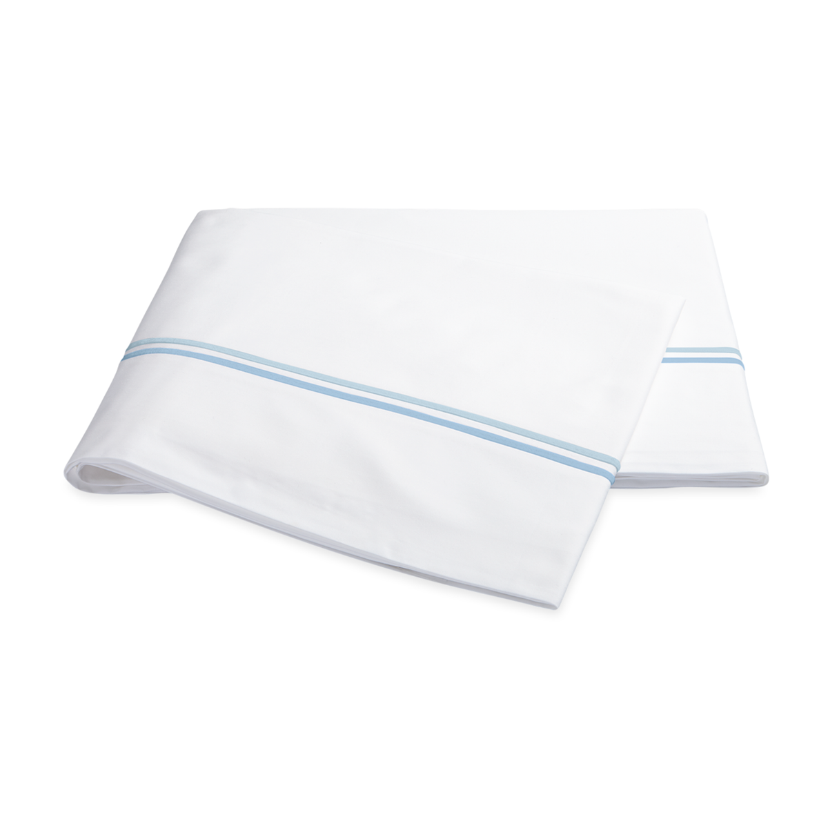 Flat Sheets in Light Blue Color Matouk Essex Bedding Collection