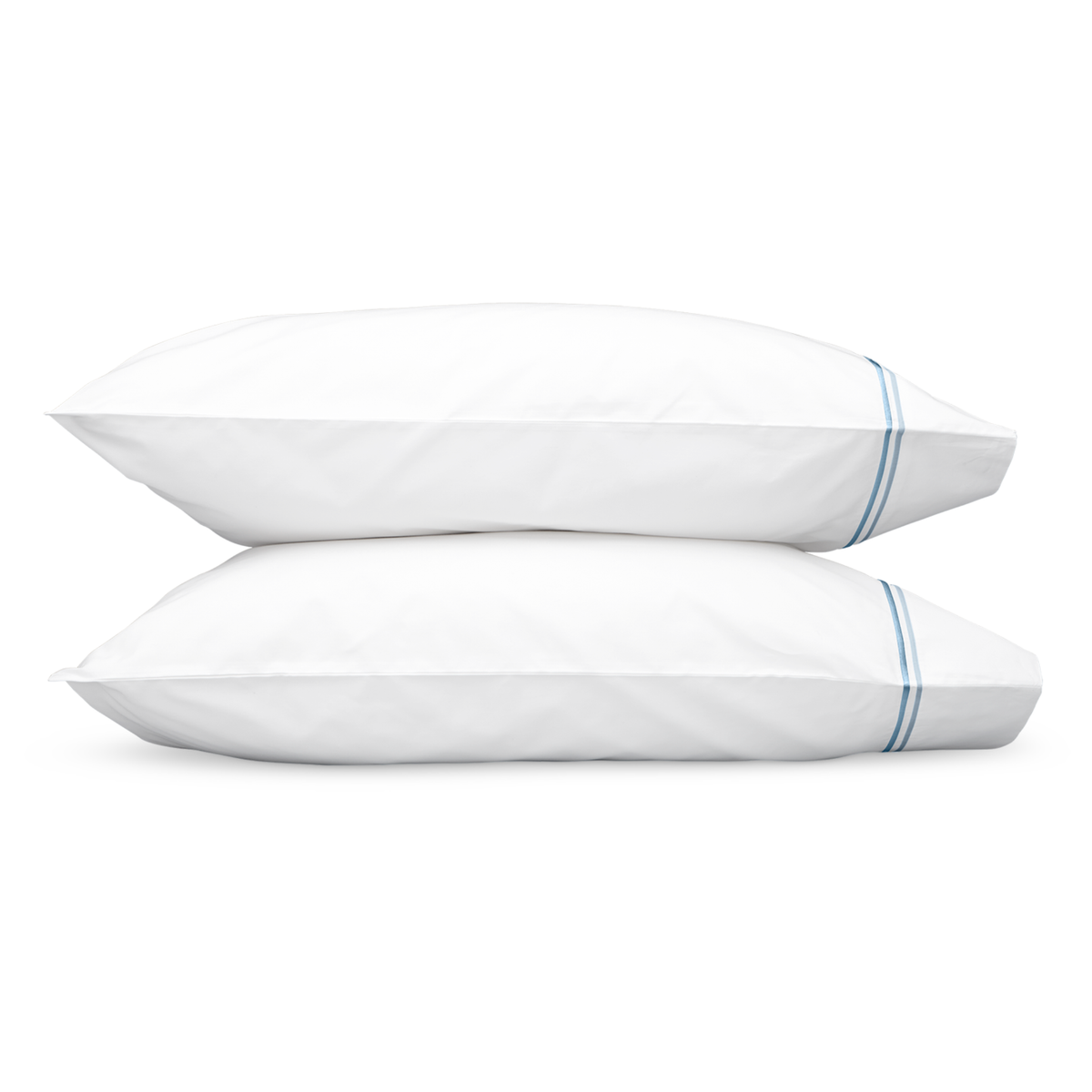 Pair of Pillowcases in Light Blue Color Matouk Essex Bedding Collection