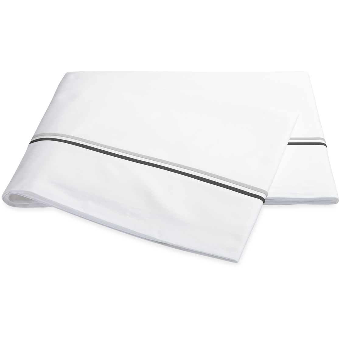 Matouk Key Essex Sheet Set Flat Sheet Charcoal Fine Linens