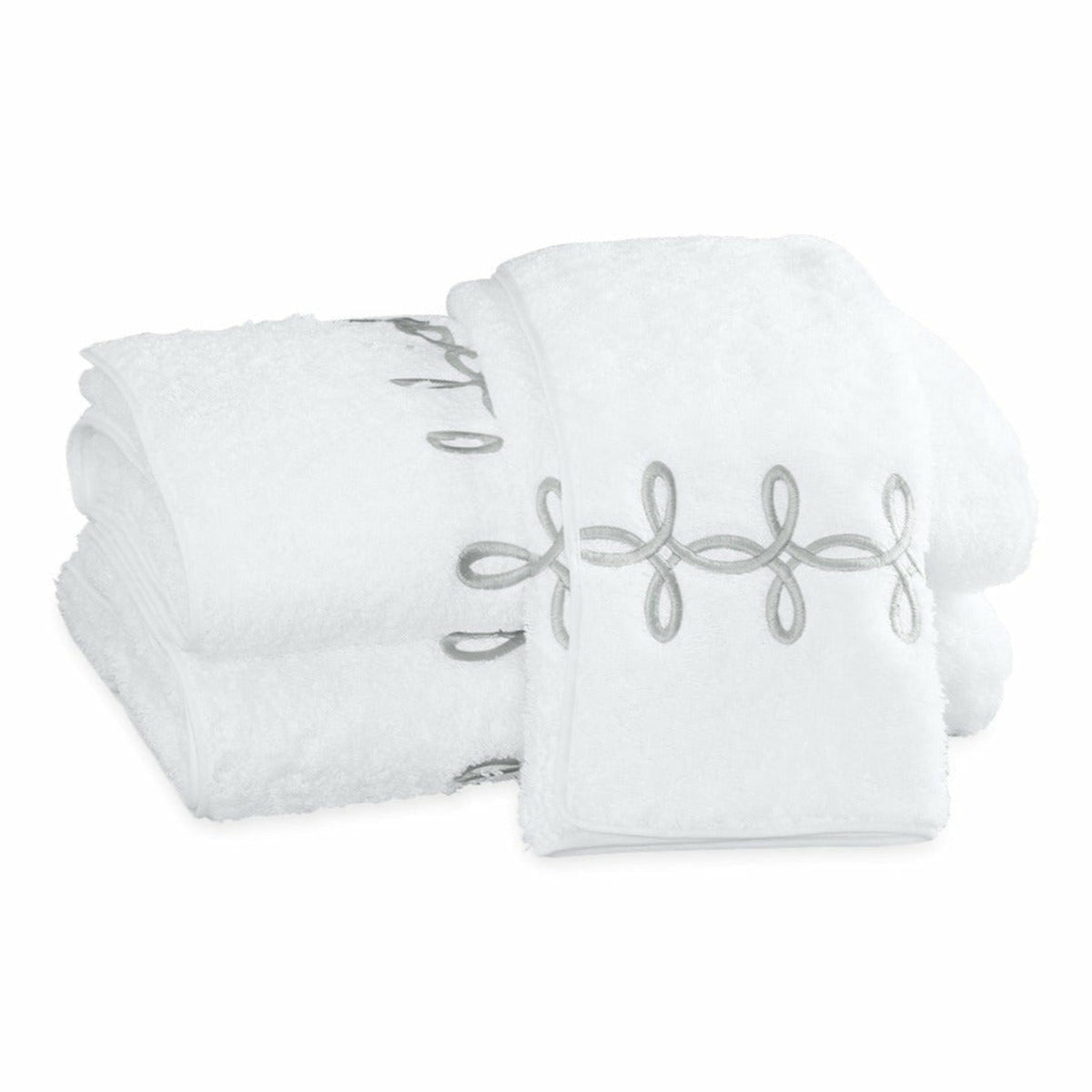 Matouk Gordian Knot Bath Towels Silver Fine Linens